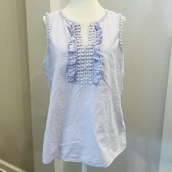 Talbots Petite Purple Ruffle Top Blouse Size Medium (A0125) - Picture 1 of 5